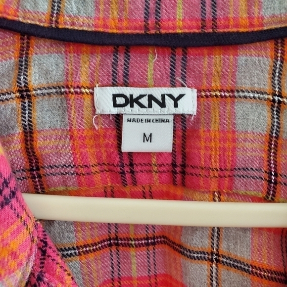 DKNY Pink Print Plaid Nightshirt with pockets size M - Picture 2 of 7